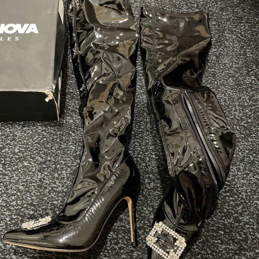 Fashion Nova Black Over the Knee Boots with High Stiletto Heel